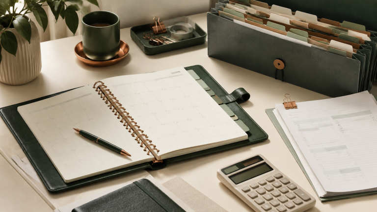 Organized financial records prepared for tax season